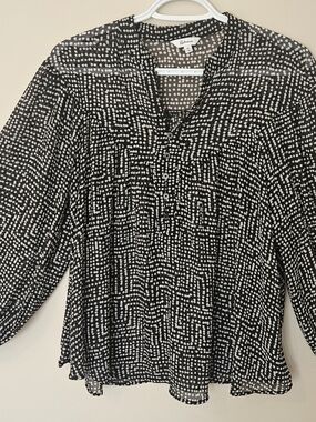 Arianne Black with White Dot Maze Print Tunic Blouse